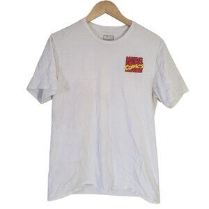 Marvel Comics Mens White Avengers Graphic T-Shirt Size M Nerd‎ Geek Nostalgia